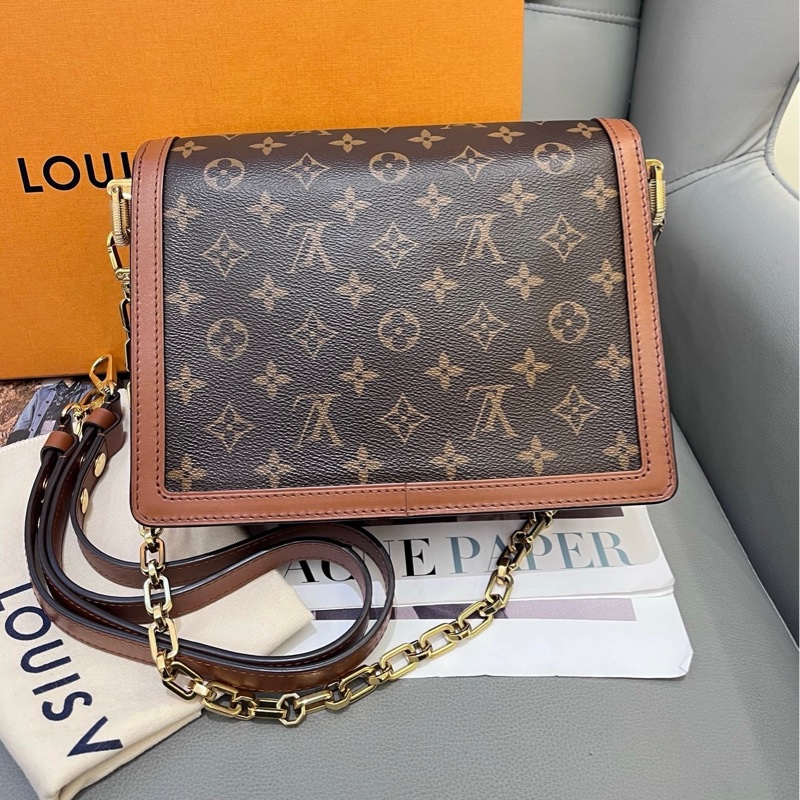 LV中號達芙妮dauphine拼色老花單肩斜挎包-1