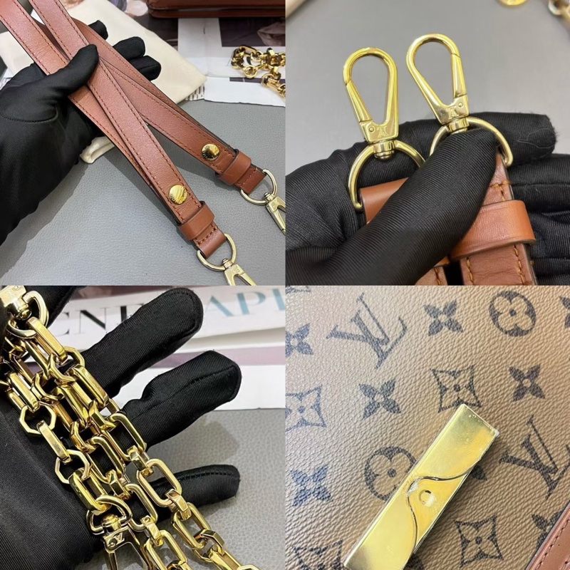 LV中號達芙妮dauphine拼色老花單肩斜挎包-7