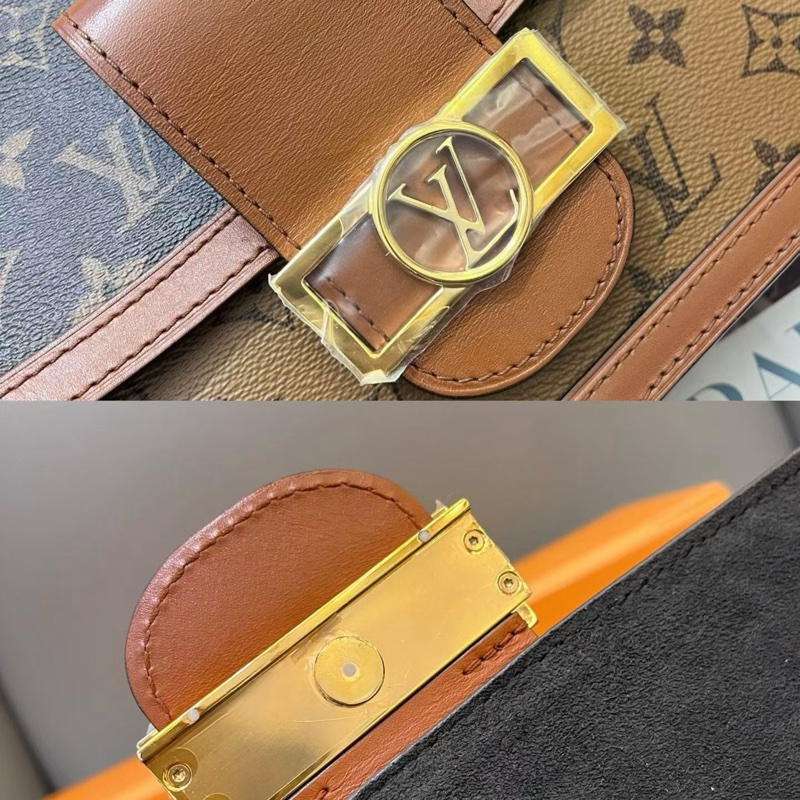 LV中號達芙妮dauphine拼色老花單肩斜挎包-8