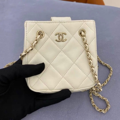 【95%新 ✨ 全網最低價！】31開 Chanel mini 奶白色 小羊皮 22c 小廢包 卡片包 有卡