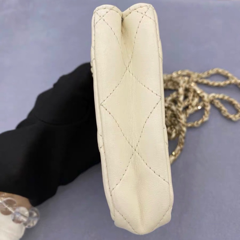 【95%新 ✨ 全網最低價！】31開 Chanel mini 奶白色 小羊皮 22c 小廢包 卡片包 有卡-3