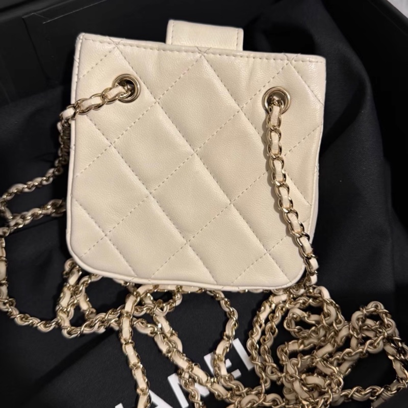 【95%新 ✨ 全網最低價!】31開 Chanel mini 奶白色 小羊皮 22c 小廢包 卡片包-3