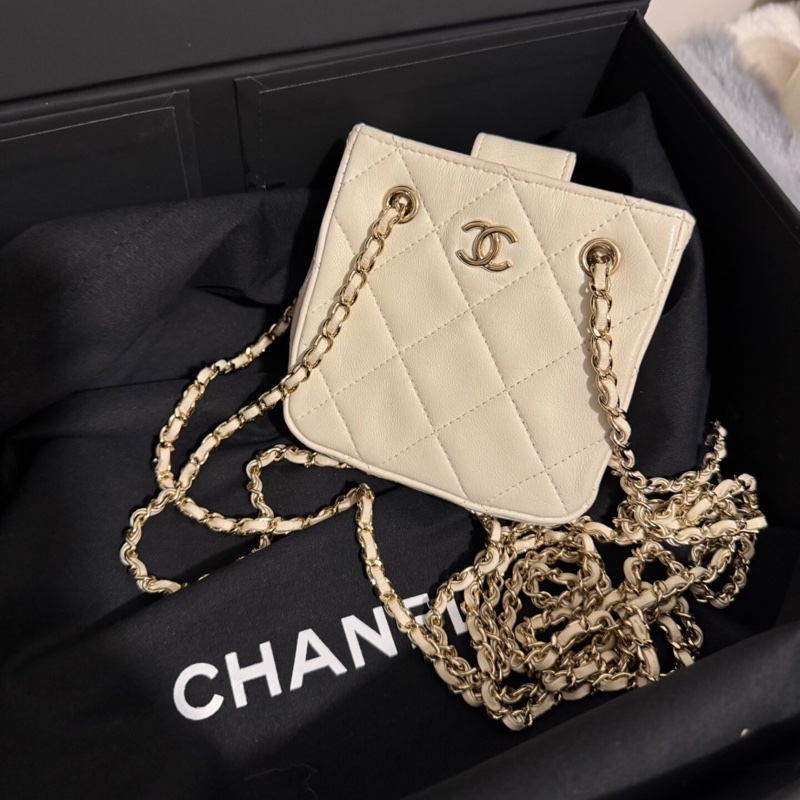 【95%新 ✨ 全網最低價!】31開 Chanel mini 奶白色 小羊皮 22c 小廢包 卡片包-4