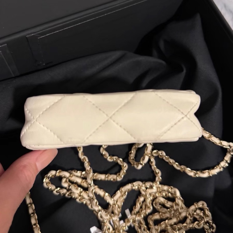 【95%新 ✨ 全網最低價!】31開 Chanel mini 奶白色 小羊皮 22c 小廢包 卡片包-6