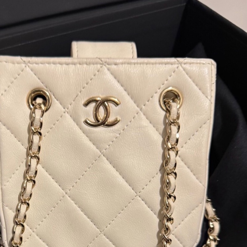 【95%新 ✨ 全網最低價!】31開 Chanel mini 奶白色 小羊皮 22c 小廢包 卡片包-9