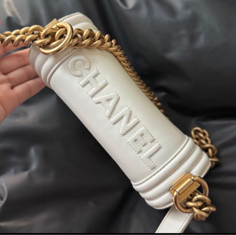 【95新 ✨撿漏價錢！】Chanel leboy mini 白色 牛皮 芯片新款-5