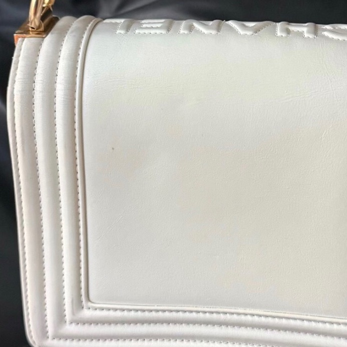 【95新 ✨撿漏價錢！】Chanel leboy mini 白色 牛皮 芯片新款-10