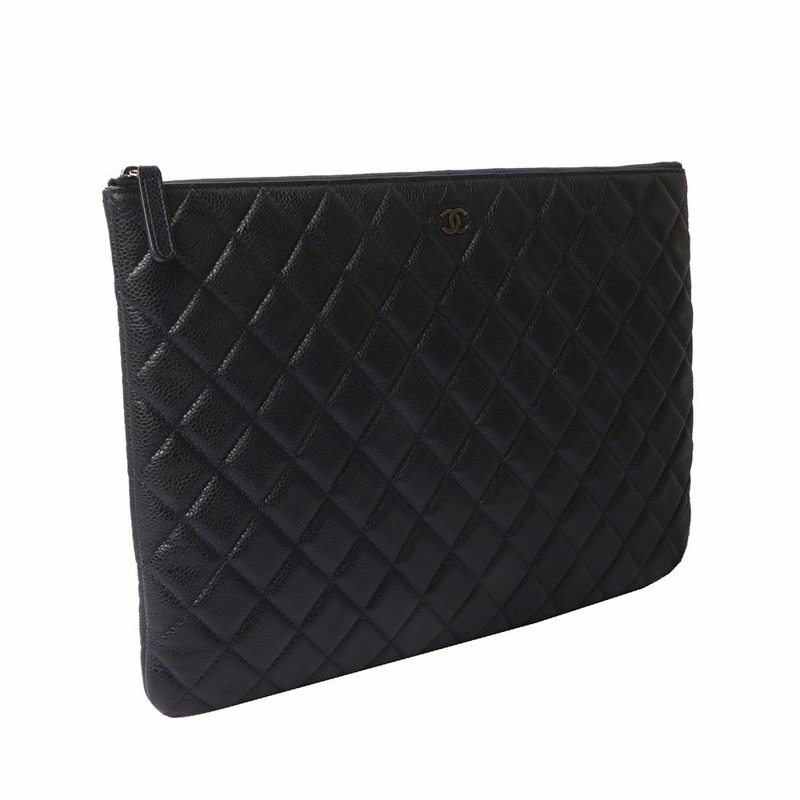 【包稅】CHANEL 經典魚子醬手拿包 大 銀色 海軍藍 29340-5-1