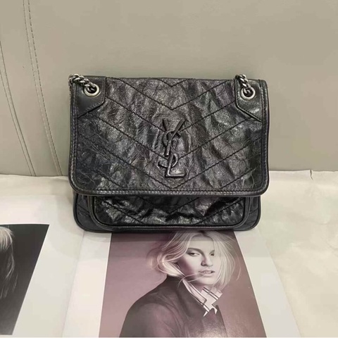 【95%新✨全網最低價】YSL Niki小號黑銀鏈條包|女士包|流浪包|斜挎包|單肩包|郵差包