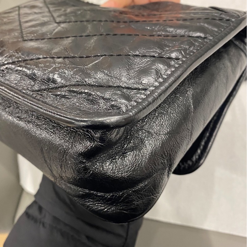 【95%新✨全網最低價】YSL Niki小號黑銀鏈條包|女士包|流浪包|斜挎包|單肩包|郵差包-4