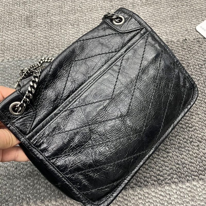 【95%新✨全網最低價】YSL Niki小號黑銀鏈條包|女士包|流浪包|斜挎包|單肩包|郵差包-6