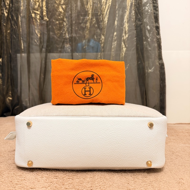 🍒Hermes plume32 白色皮革/帆布拼接款 2F260110-2-5