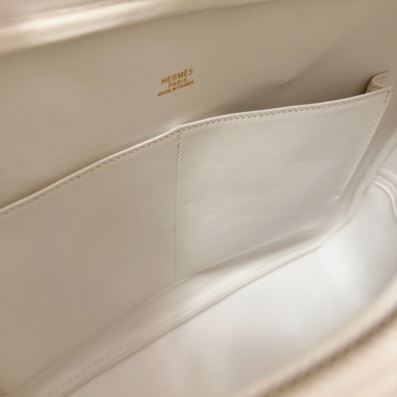 🍒Hermes plume32 白色皮革/帆布拼接款 2F260110-2-6
