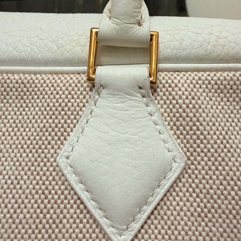 🍒Hermes plume32 白色皮革/帆布拼接款 2F260110-2-12