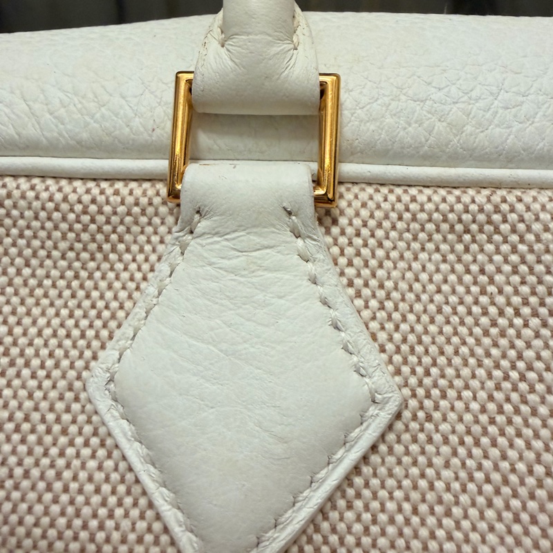 🍒Hermes plume32 白色皮革/帆布拼接款 2F260110-2-13