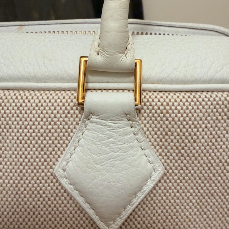 🍒Hermes plume32 白色皮革/帆布拼接款 2F260110-2-14