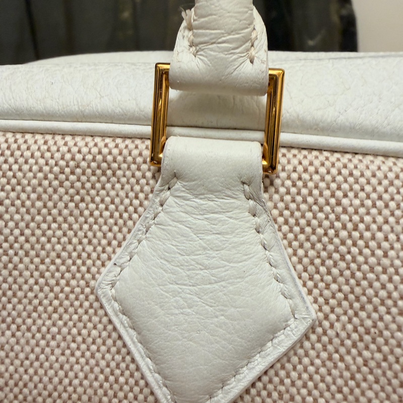 🍒Hermes plume32 白色皮革/帆布拼接款 2F260110-2-15