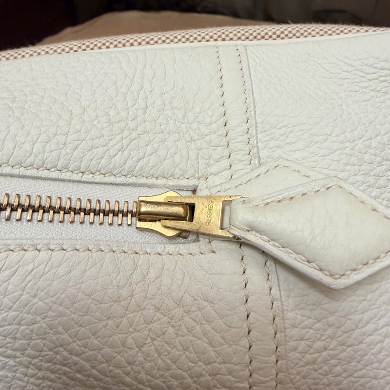 🍒Hermes plume32 白色皮革/帆布拼接款 2F260110-2-21