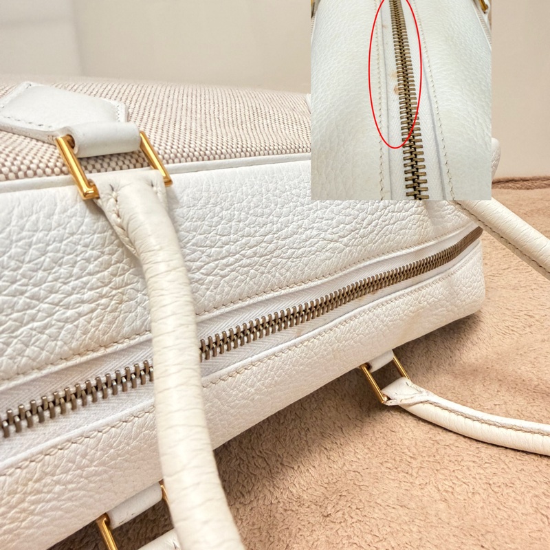 🍒Hermes plume32 白色皮革/帆布拼接款 2F260110-2-24