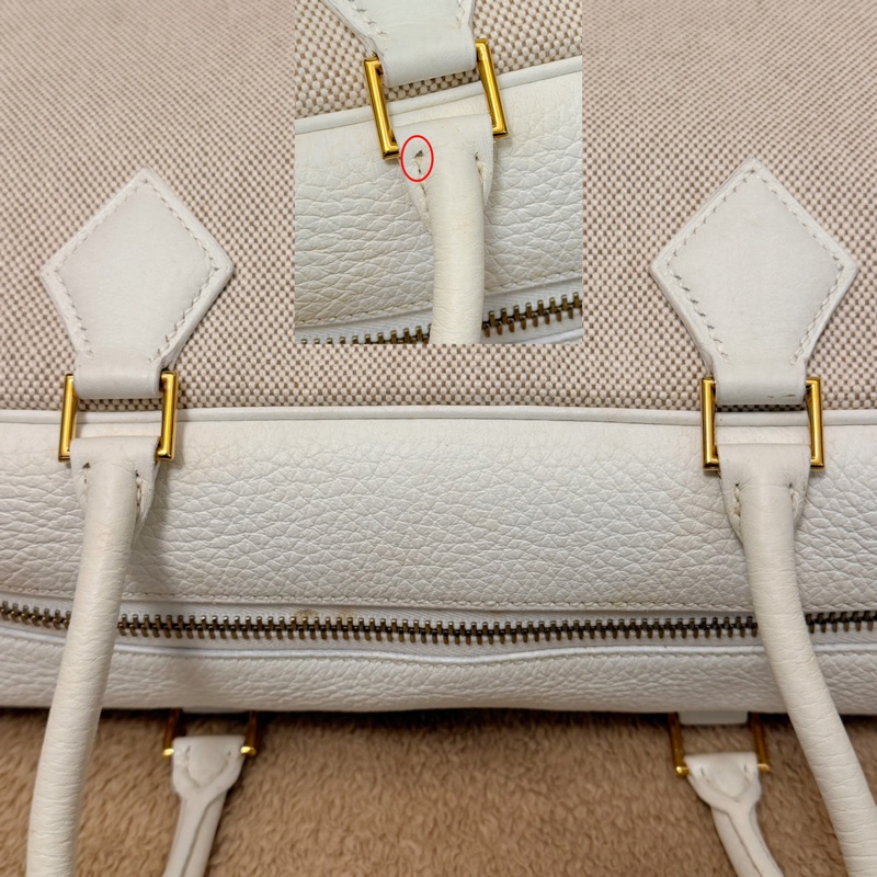 🍒Hermes plume32 白色皮革/帆布拼接款 2F260110-2-25