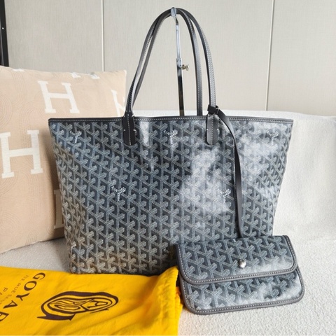 【全網最低價✨98%新】Goyard Hardy pm灰色托特包 戈雅老花tote托特包中號