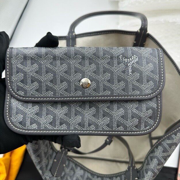 【全網最低價✨98%新】Goyard Hardy pm灰色托特包 戈雅老花tote托特包中號-17