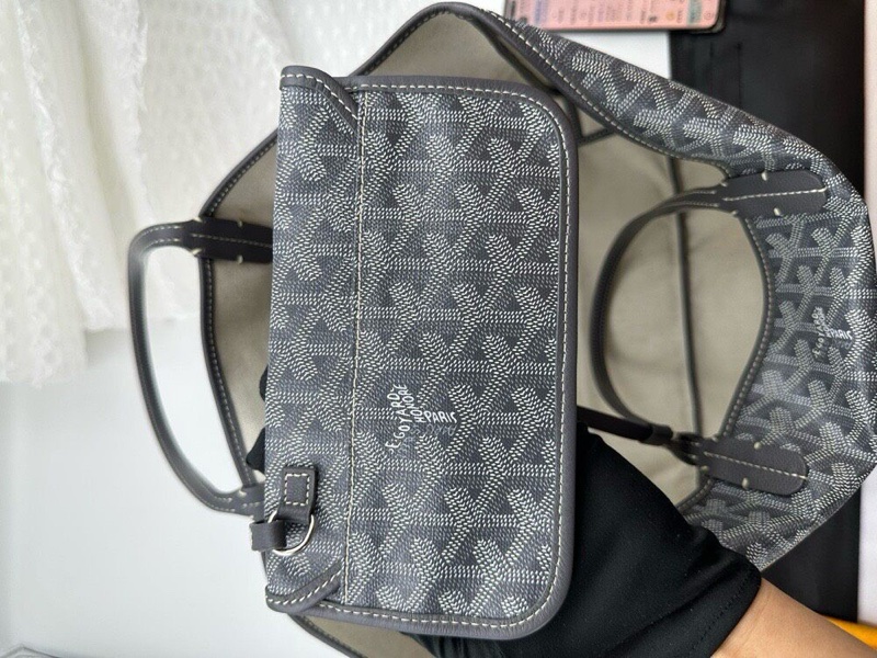 【全網最低價✨98%新】Goyard Hardy pm灰色托特包 戈雅老花tote托特包中號-20