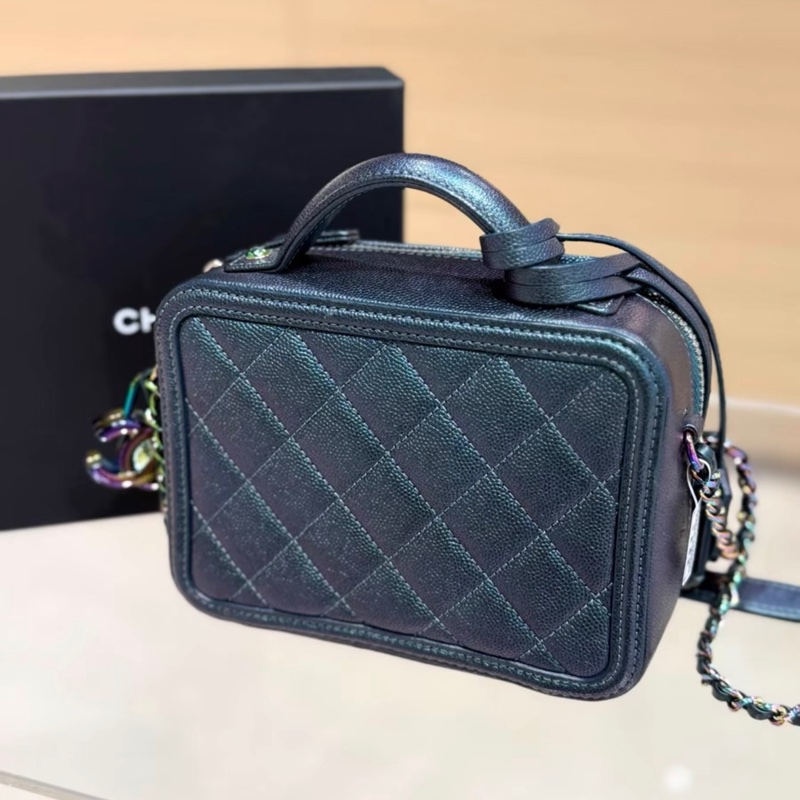 【97%新 ✨ 全網最低價！】26開有卡Chanel vanity case 香奈兒 相機包 小號 幻彩色 荔枝皮-5