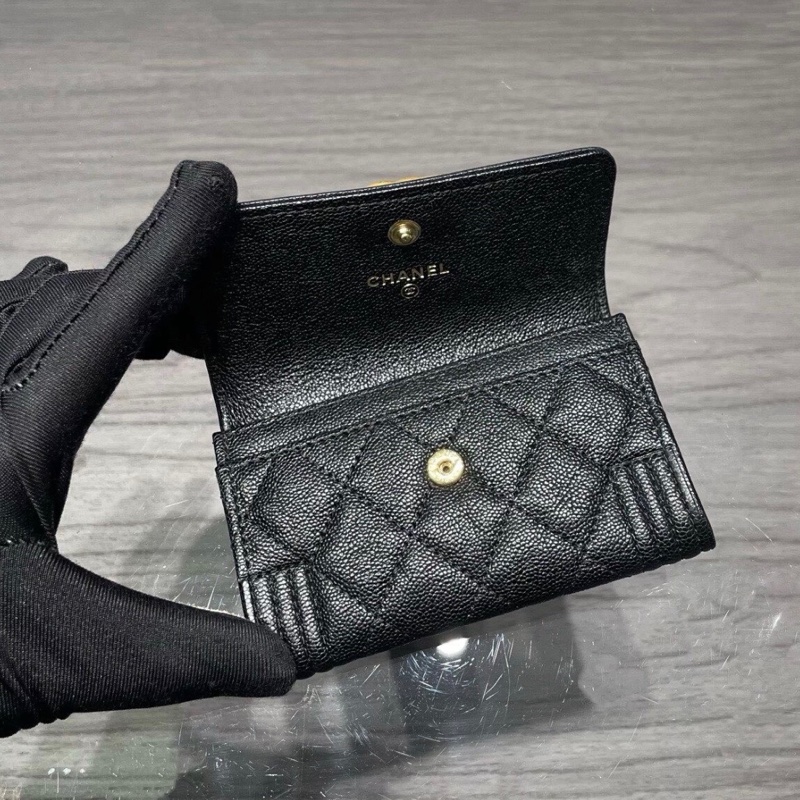 【98%新 ✨ 全網最低價！】Chanel 香奈兒 leboy荔枝紋牛皮 黑金 零錢包卡包-4