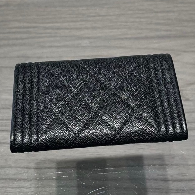 【98%新 ✨ 全網最低價！】Chanel 香奈兒 leboy荔枝紋牛皮 黑金 零錢包卡包-6