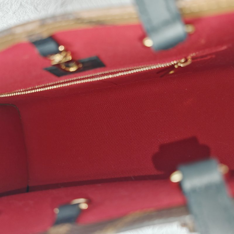 LV onthego 焦糖色老花手提單肩袋 芯片款-6