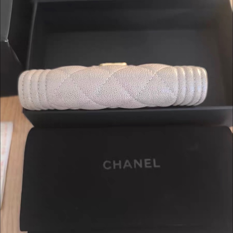 【98%新 ✨ 全網最低價！】Chanel 香奈兒 leboy 零錢包卡包  灰色荔枝牛皮 27開-2