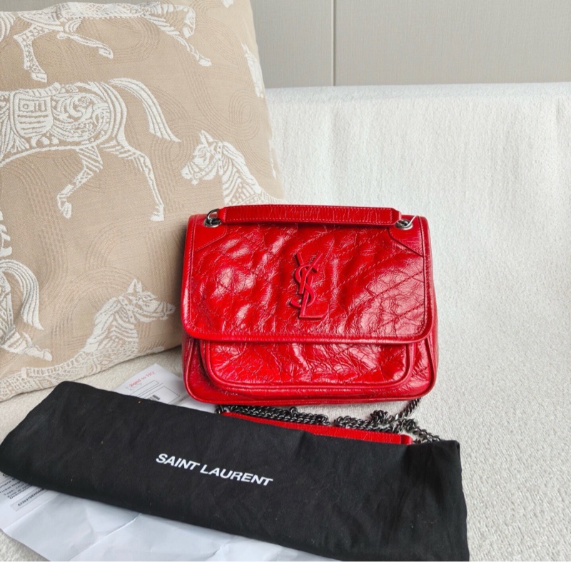 【新年必備❤️有購證 99%新✨全網最低價】YSL Niki小號紅色油蠟皮-0