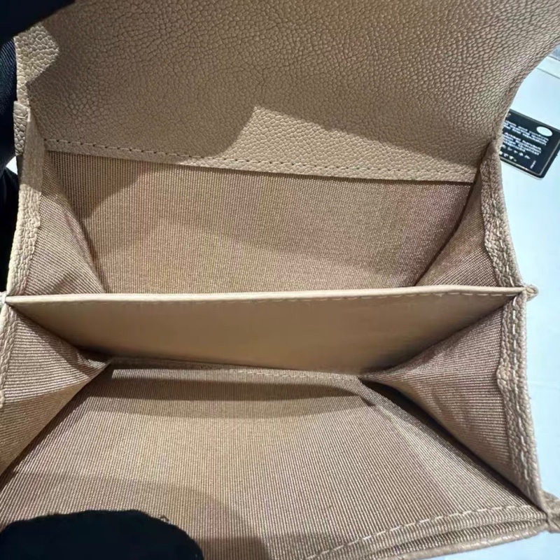 【96%新 ✨ 全網最低價！】Chanel 香奈兒 leboy短款錢包卡包 奶茶色 荔枝牛皮 28開-7