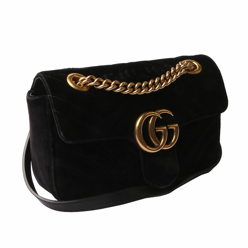 【包稅】GUCCI GG Marmont 天鵝絨迷你肩背包 446744 B9931-1-1