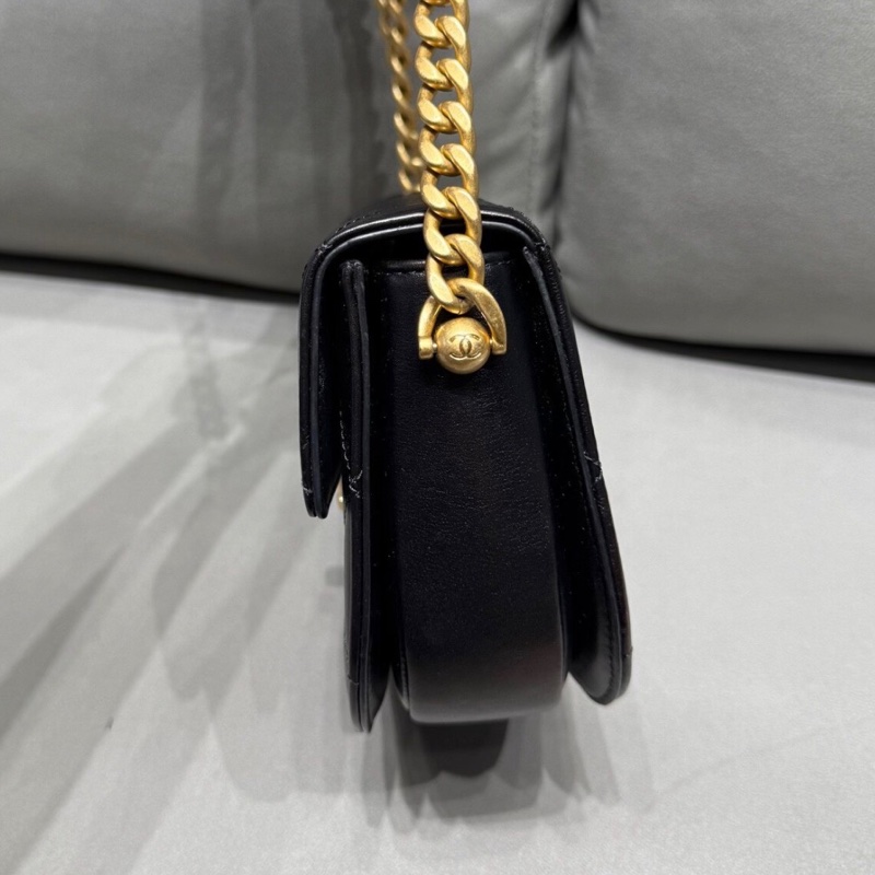 【93% 新 ✨ 全網最低價！】Chanel 香奈兒 黑色金扣 馬鞍包 牛皮 31開有卡-3
