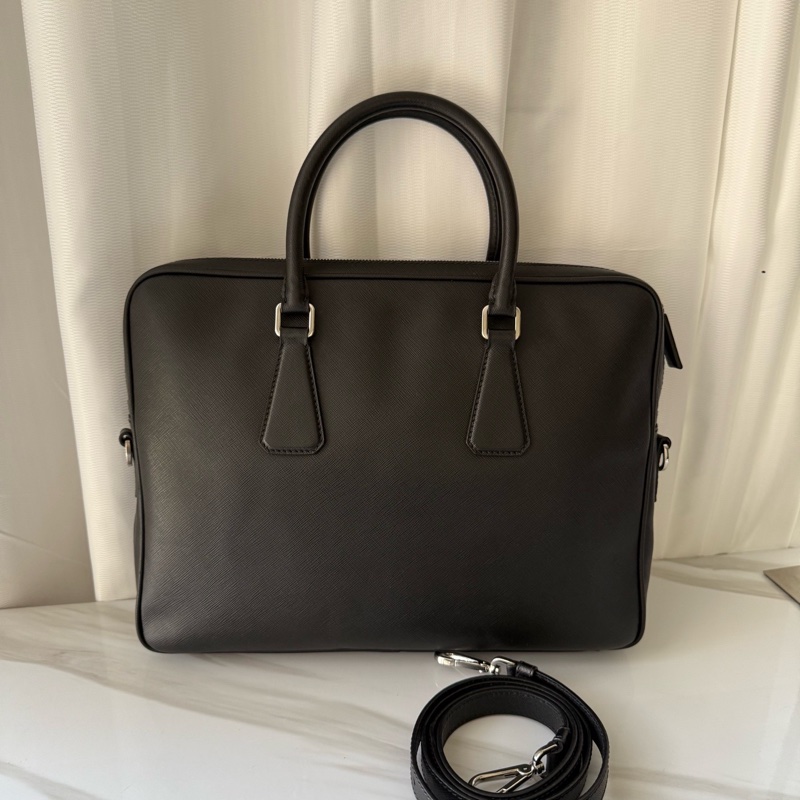 95新普拉達 Prada 黑色 正標 公文包 有肩帶 無附件-1