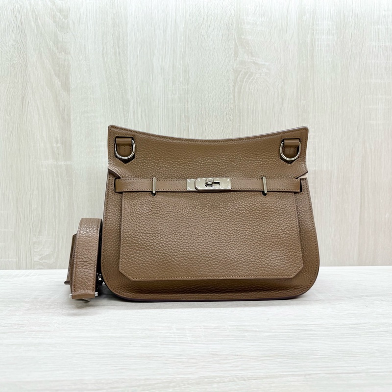 HERMES棕色銀釦吉普賽28/H061784-0