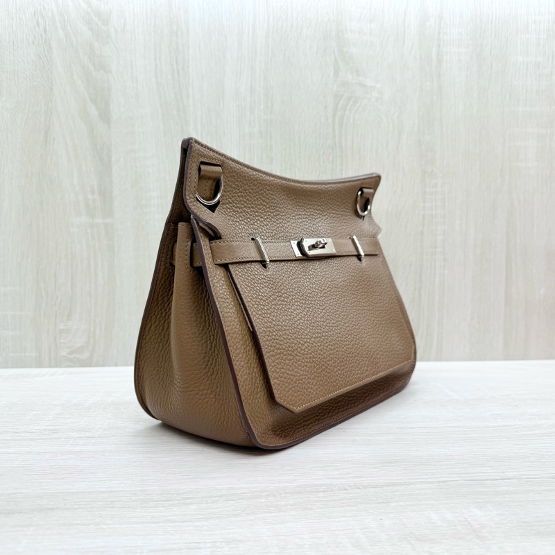 HERMES棕色銀釦吉普賽28/H061784-3