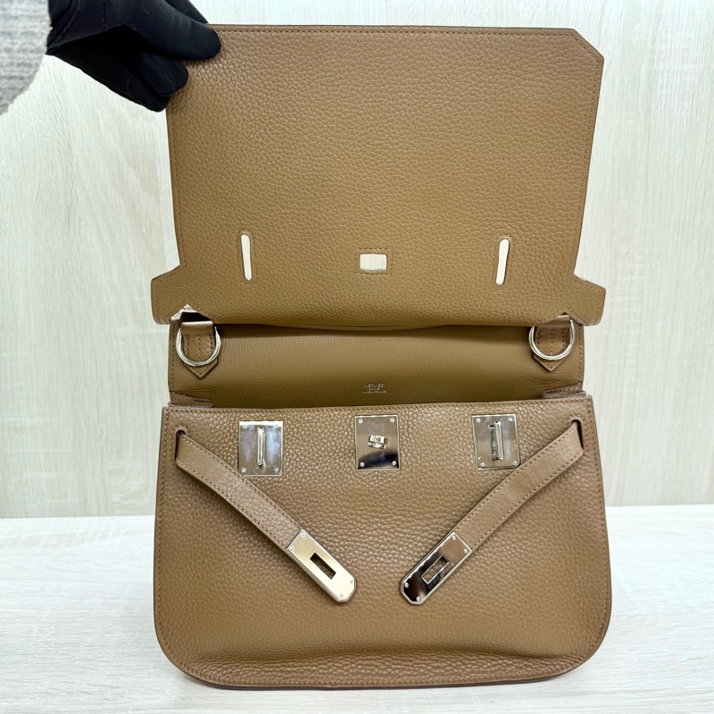 HERMES棕色銀釦吉普賽28/H061784-5