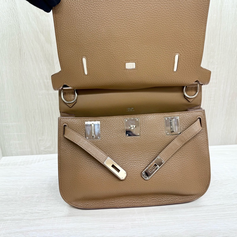 HERMES棕色銀釦吉普賽28/H061784-6