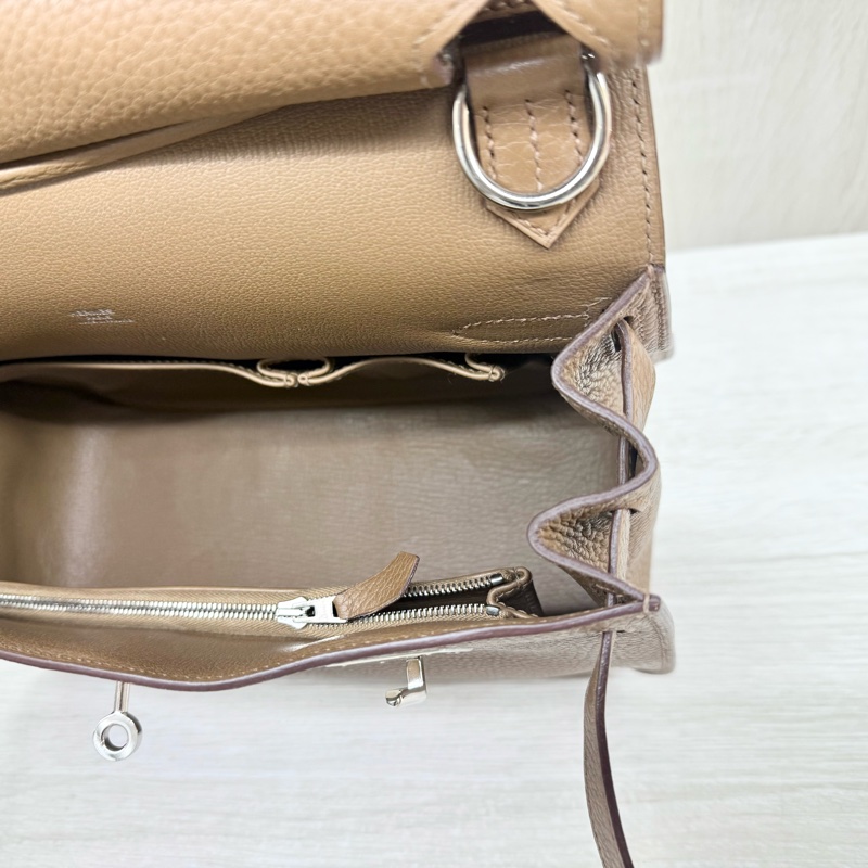 HERMES棕色銀釦吉普賽28/H061784-12