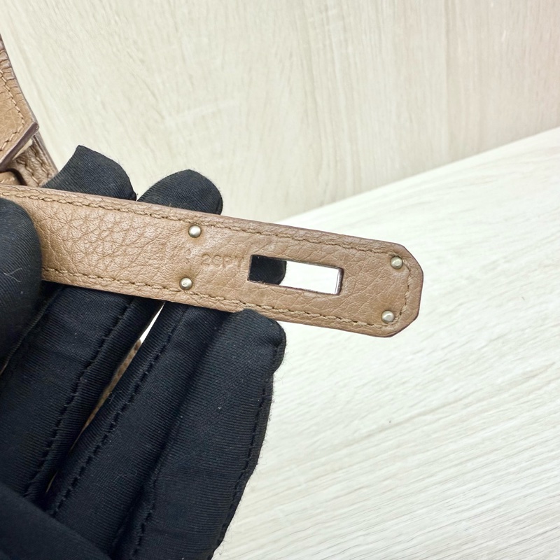 HERMES棕色銀釦吉普賽28/H061784-15