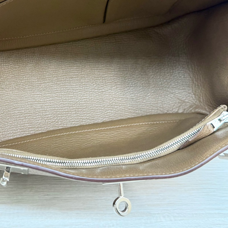 HERMES棕色銀釦吉普賽28/H061784-17