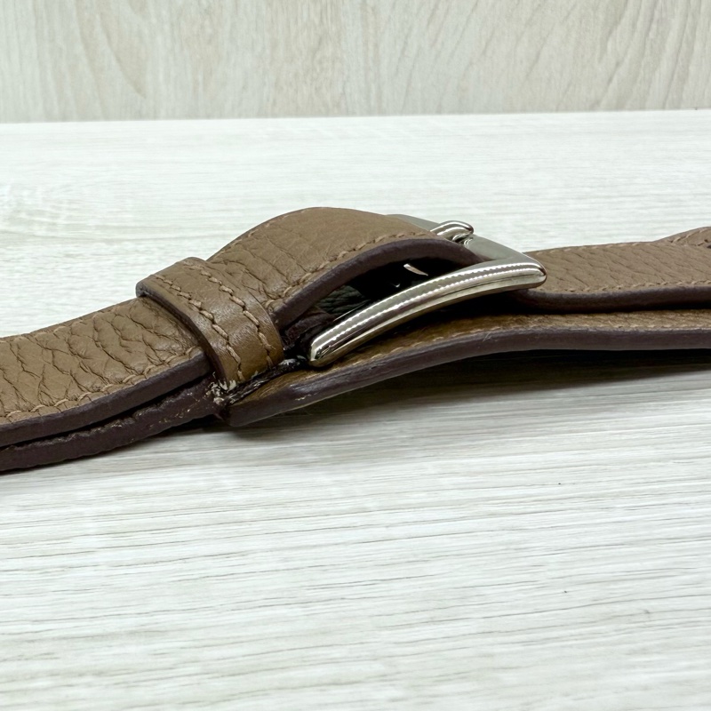 HERMES棕色銀釦吉普賽28/H061784-22