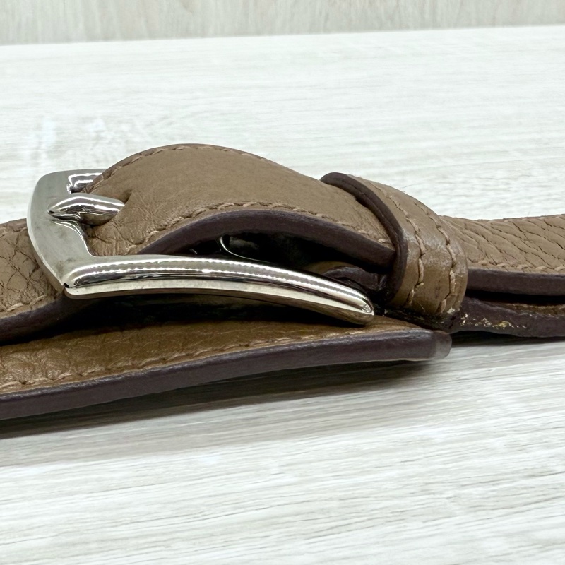 HERMES棕色銀釦吉普賽28/H061784-23