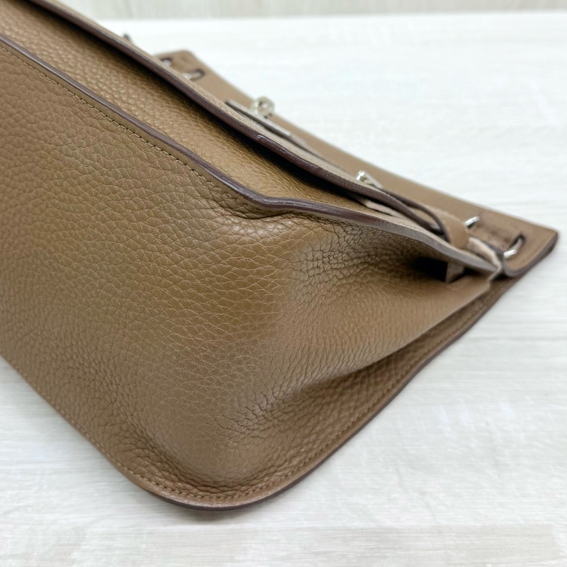 HERMES棕色銀釦吉普賽28/H061784-25