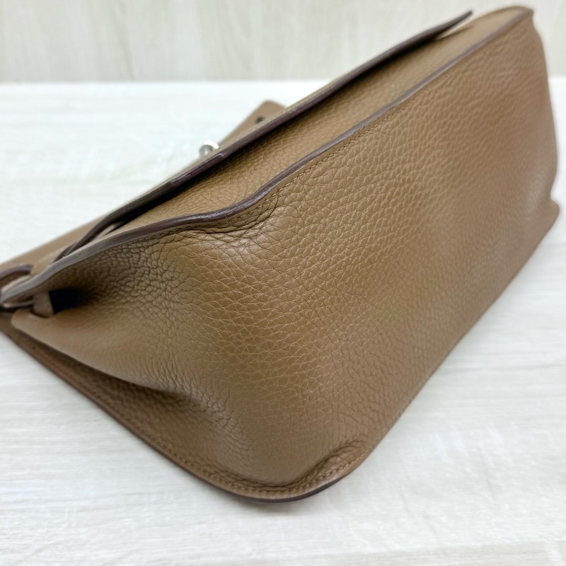 HERMES棕色銀釦吉普賽28/H061784-26