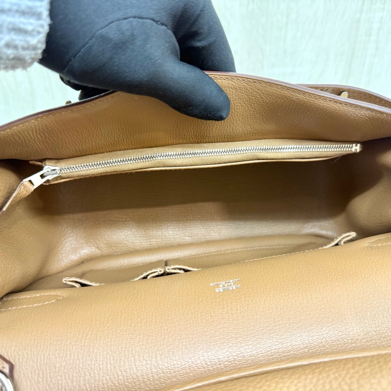 HERMES棕色銀釦吉普賽28/H061784-10