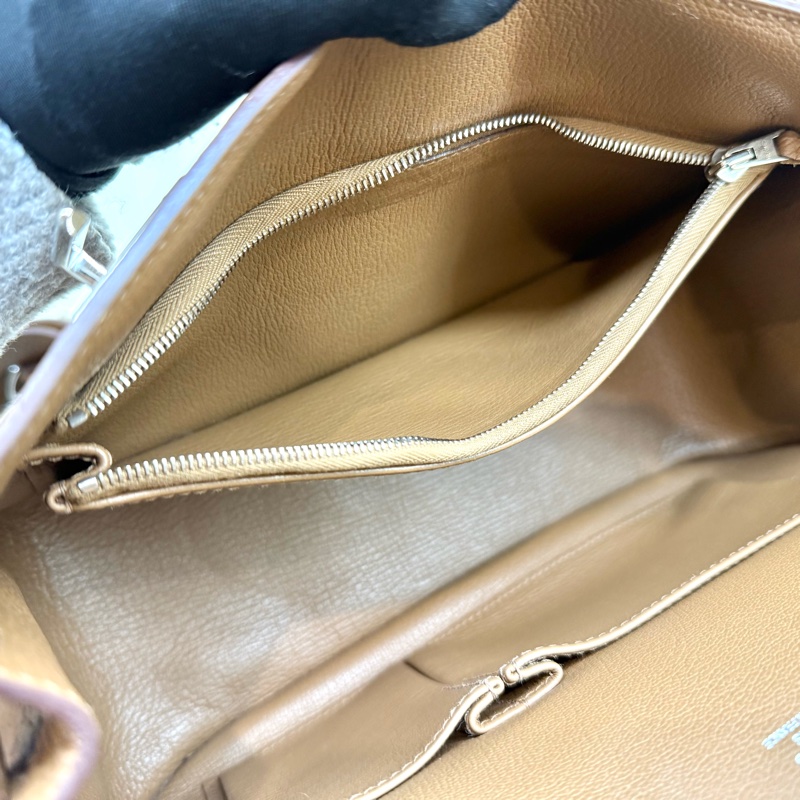 HERMES棕色銀釦吉普賽28/H061784-13